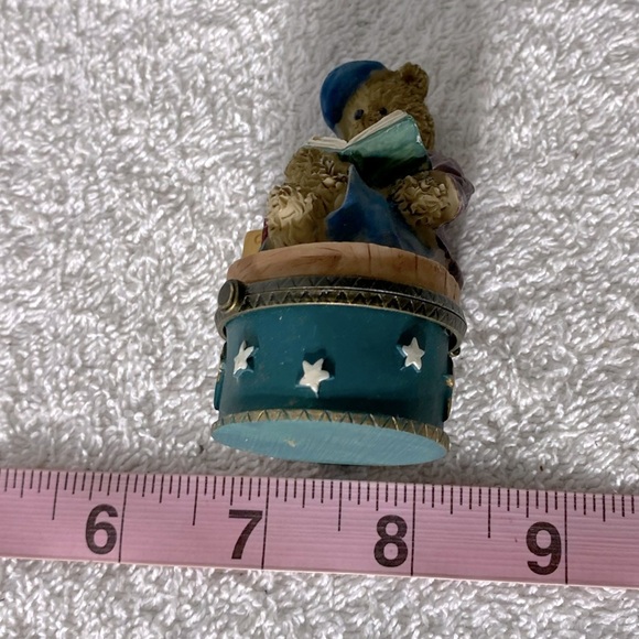 Vintage Charming Teddy Bear with Book Figurine Trinket Box Collectible - Picture 6 of 12